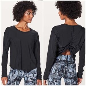 Lululemon Women's Long Sleeve Top Tee Black Long Sleeve Thumb Hole